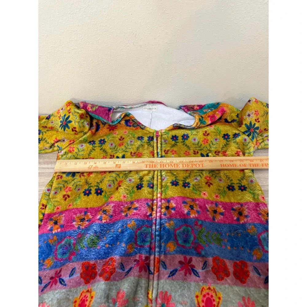 Natural Life Women Jumpsuit Lounger M Multicolor Floral Patchwork Boho Cozy Soft